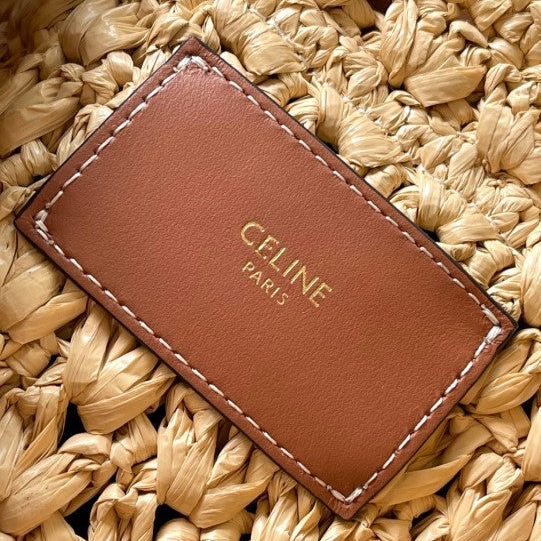 Celine - Classic Panier Cabas Triangle Raffia Calfskin