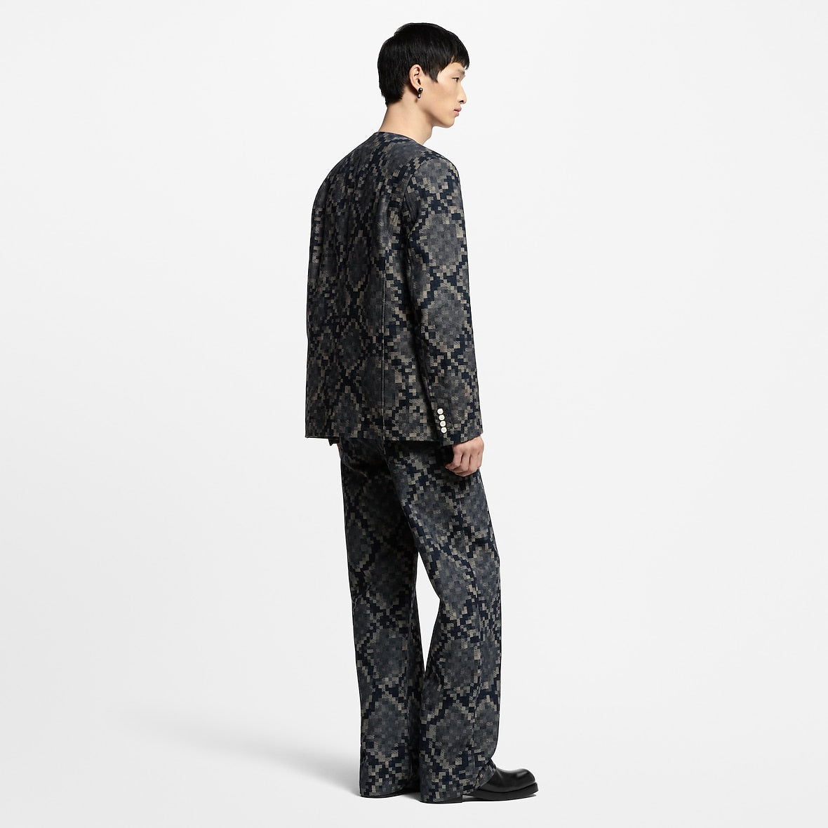 Pantalon droit en denim graphique