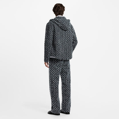 Pantalon droit à Monogram floqué en denim