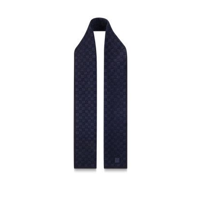 Bonnet et Écharpe Néo Petit Damier Bleu Marine