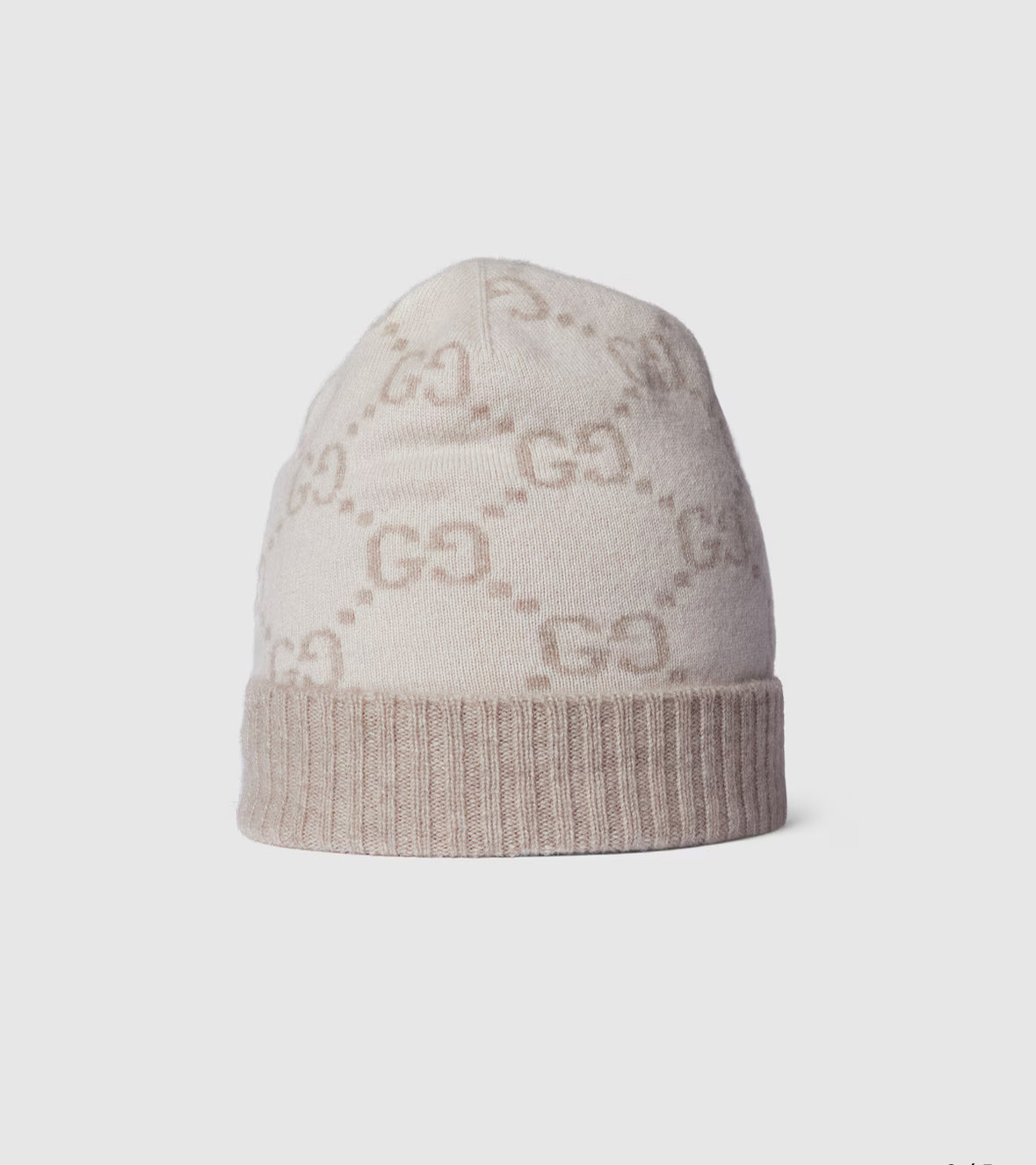 Bonnet et Écharpe en jacquard de cachemire GG blanc cassé et beige