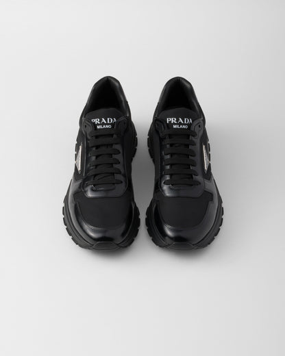 Basket Prada Noir en cuir brossé