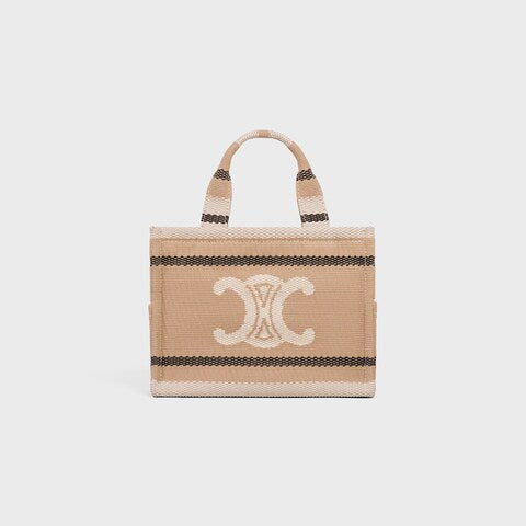 Celine - Small Cabas Thais Striped Textile Beige Noir